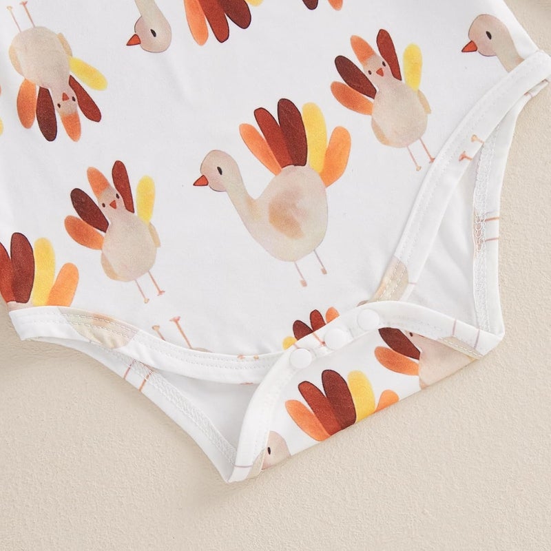 Socutebabe My First Thanksgiving Baby Girl Outfit Newborn Turkey Romper And Corduroy Skirt Little Turkey Dress Outfits - Image 5